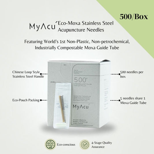 MyAcu Eco-Moxa Guide Tube Stainless Steel Acupuncture Needles, 500'/Box - Herbprime