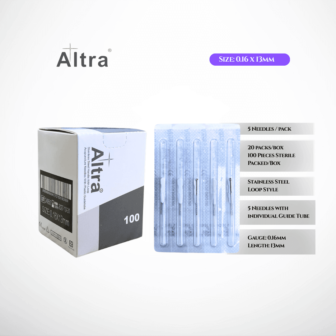 Altra® Stainless Steel Needles With Loop, With Individual Guide Tube, 100pcs per box - Herbprime