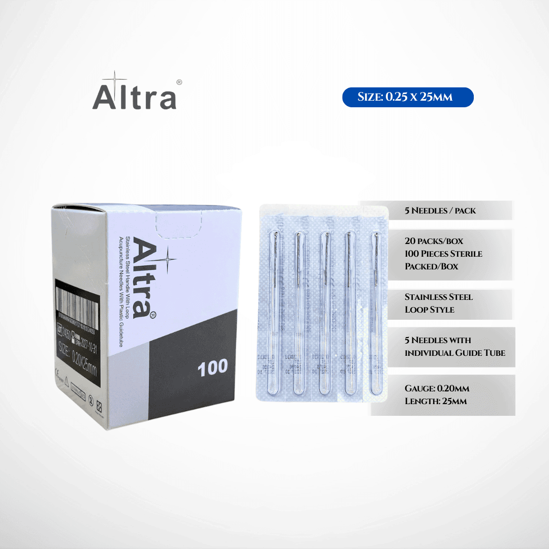 Altra® Stainless Steel Needles With Loop, With Individual Guide Tube, 100pcs per box - Herbprime