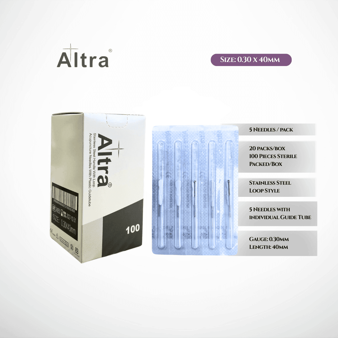 Altra® Stainless Steel Needles With Loop, With Individual Guide Tube, 100pcs per box - Herbprime