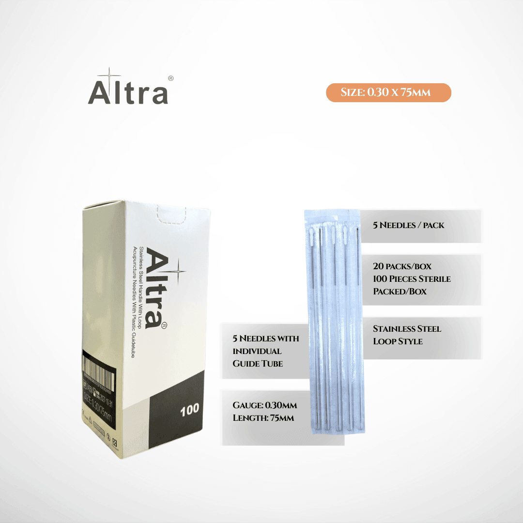 Altra® Stainless Steel Needles With Loop, With Individual Guide Tube, 100pcs per box - Herbprime