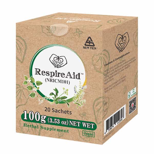 Sun Ten RespireAid TM (NRICM101) 順天堂清冠一號 | 10 Powerful Herbal Ingredients | Lung Support & Breathing｜Lung Cleanse and Detox| 5g x 20 sachets - Herbprime