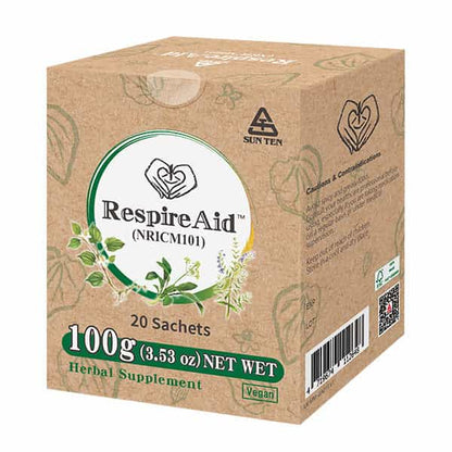 Sun Ten RespireAid TM (NRICM101) 順天堂清冠一號 | 10 Powerful Herbal Ingredients | Lung Support & Breathing｜Lung Cleanse and Detox| 5g x 20 sachets - Herbprime
